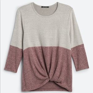 Front Twist Brushed Knit Top